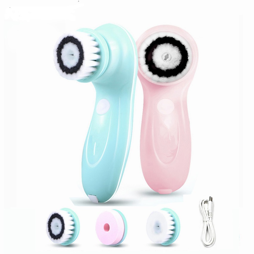 Facial Cleanser Brush, 3 in 1 Electric Rotating Facial Cleansing Brush USB Rechargeable Sonic Face Cleaners Scrubber