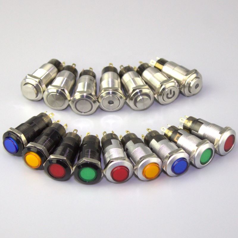 Mini SPST High Button Red Illuminated 12mm Waterproof Push Button
