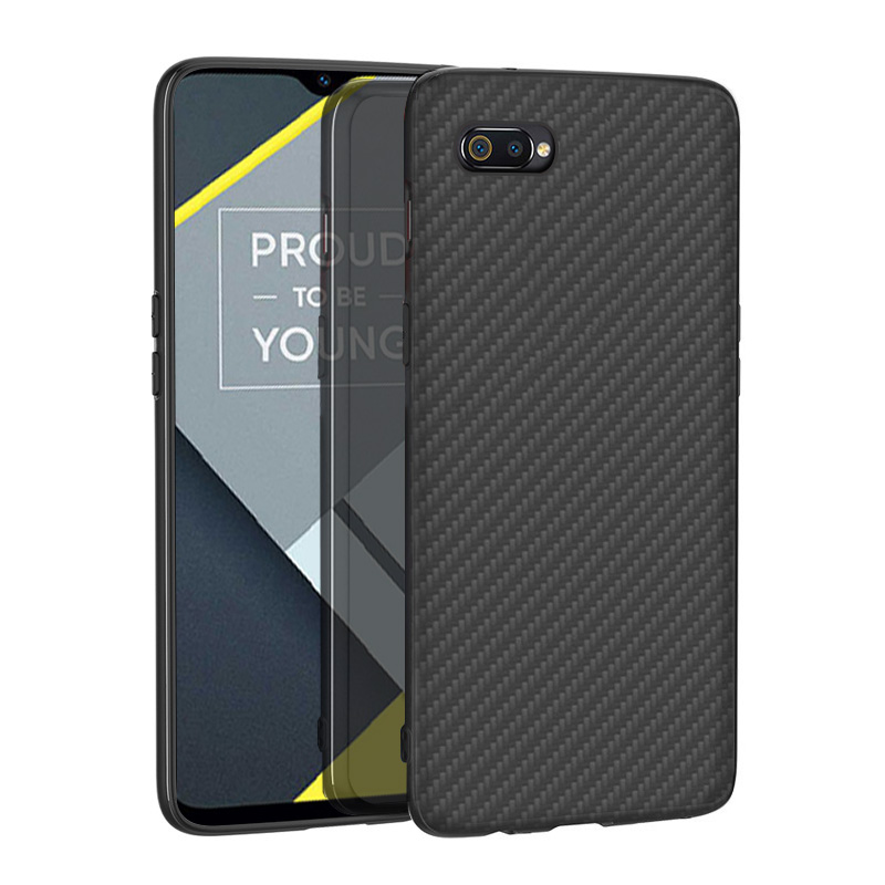 Matte Finish Carbon Fiber Textured Light Thin Shock Absorbing Bumper Skin hard case for OPPO Realme C2