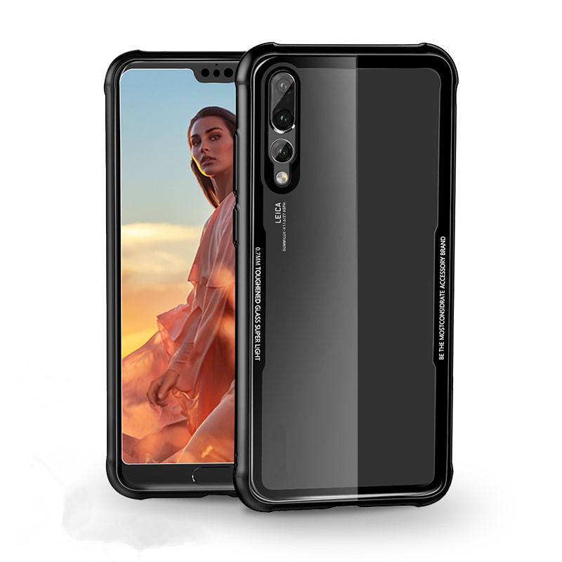 2019 Newest shockproof tpu frame tempered glass back cover mobile phone case For Huawei P20 Pro Lite