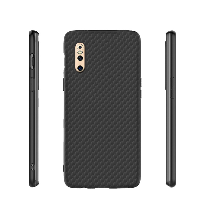 Matte Finish Carbon Fiber Textured Light Thin Shock Absorbing Bumper Skin hard case for Vivo X27