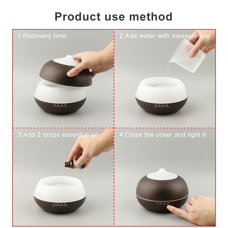 300ml-400ML Aromatherapy Electric Aroma Diffuser Wood Grain Ultrasonic Aroma Air Purifier Diffuser with 7 Color LED