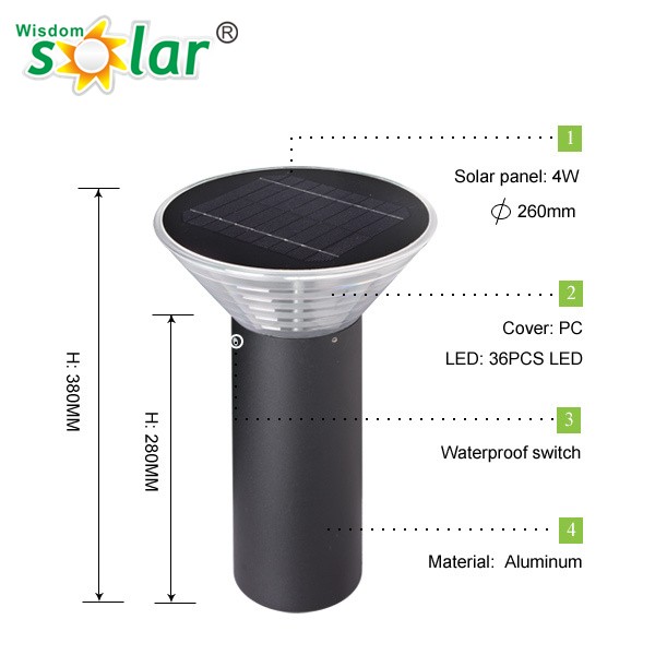 CE ROHS Outdoor Waterproof Colored LED short solar Garden lights Solar Lawn Light solar lighting JR-B007