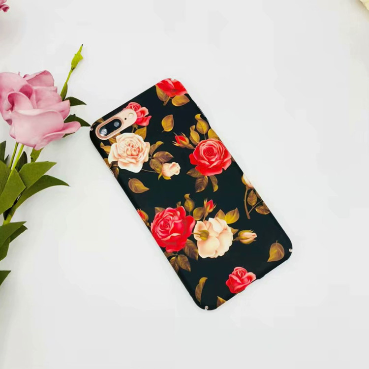 Black Dark Night Rose Hard Plastic Phone Cover for iPhone X , for iPhone 8 PC Case Vintage Flower