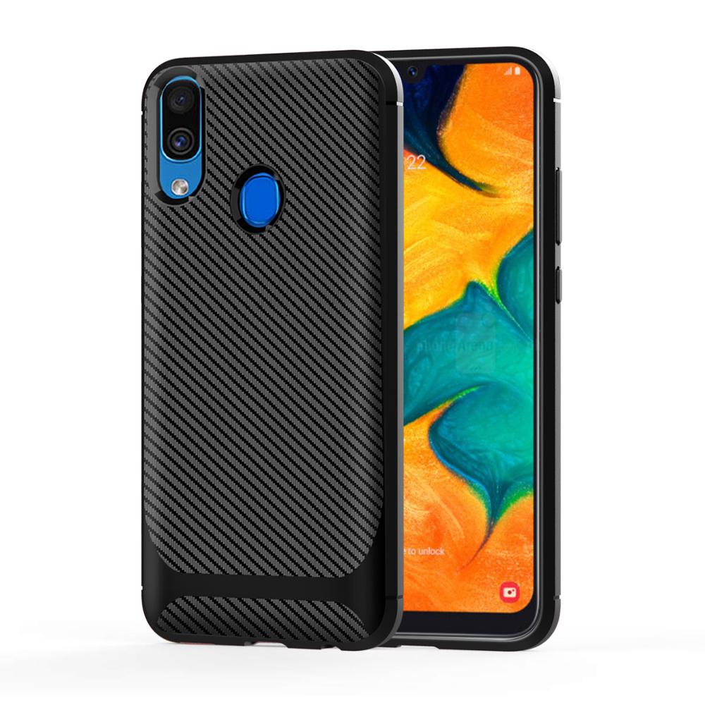 2019 New arrival Silicone carbon fiber phone case for Samsung galaxy A20 back cover