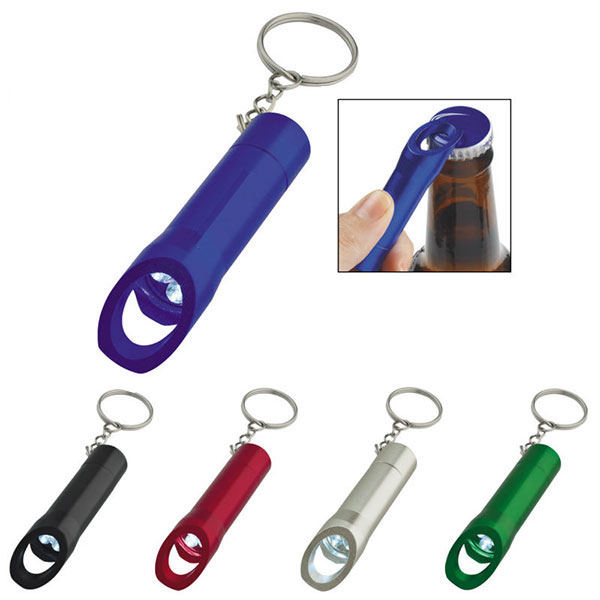 Bottle Opener Key Chain Mini LED Flashlight Key Chain Metal Key Chain with Custom LOGO