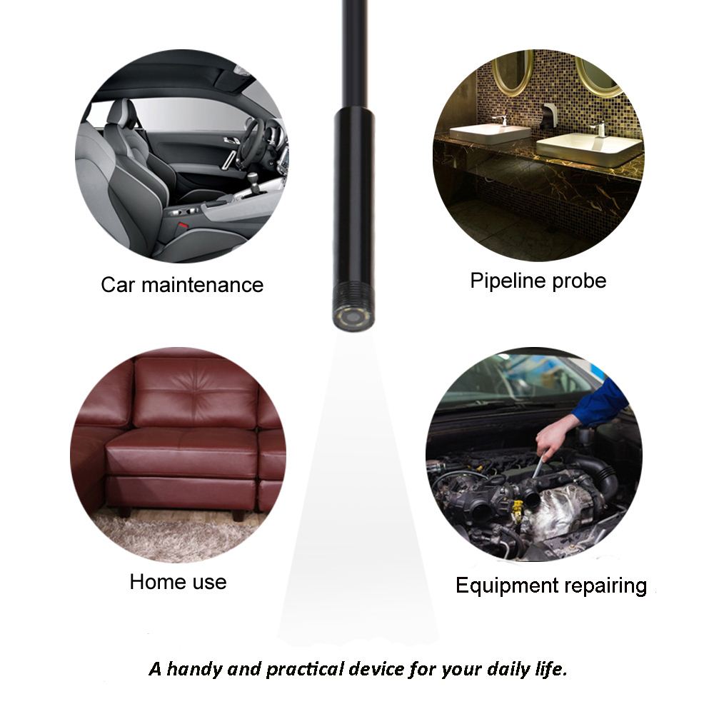 5.5mm 5m 2 in 1 Digital USB Endoscope Borescope Handheld Inspection Snake Camera 6 Led for Android Smartphones/Laptops