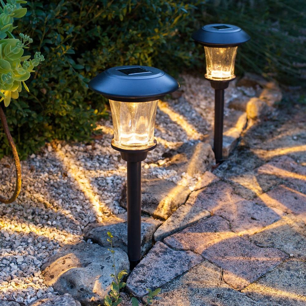 Waterproof Stainless steel outdoor garden led solar lights glass pathway landscape light yard stake lamp