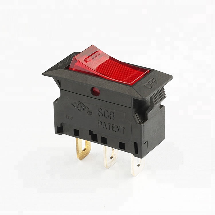 factory direct sales 15A 125V rocker switch type 3pin circuit breaker red light