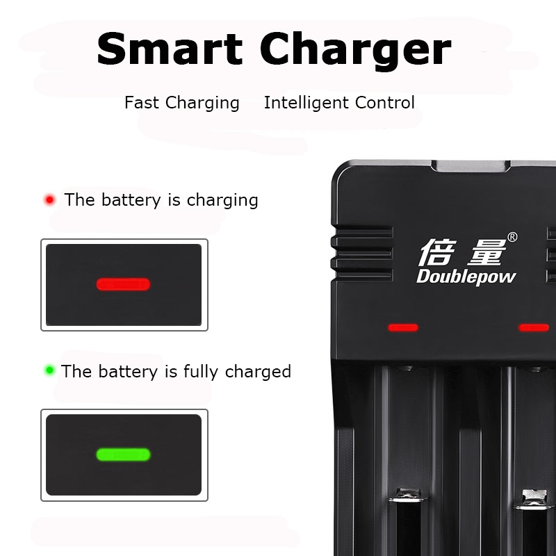 Custom logo Doublepow Smart USB charger for 3.7V cylindrical li ion battery