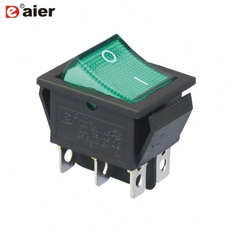 Mini DPDT 6 PIN ON ON 2Ways Rocker Switch With Green LED