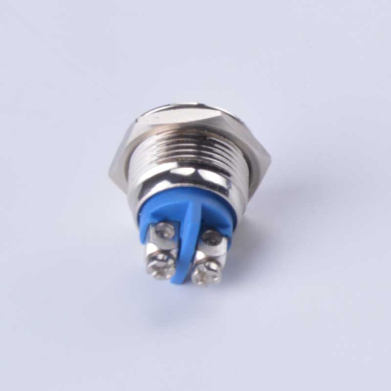 16mm Start Horn Button Momentary Stainless Steel flat head Metal Push Button Switch 1NO 2pin reset button switch waterproof