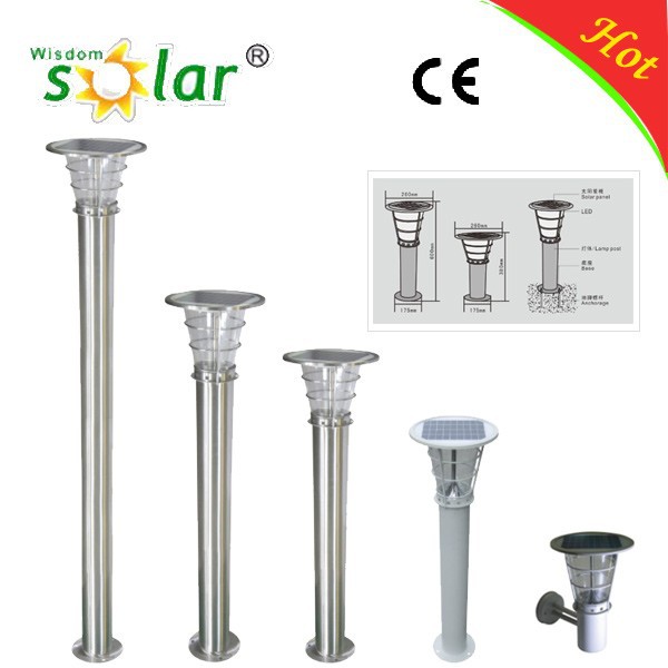 Top quality stainless steel bollard solar led garden light for outdoor