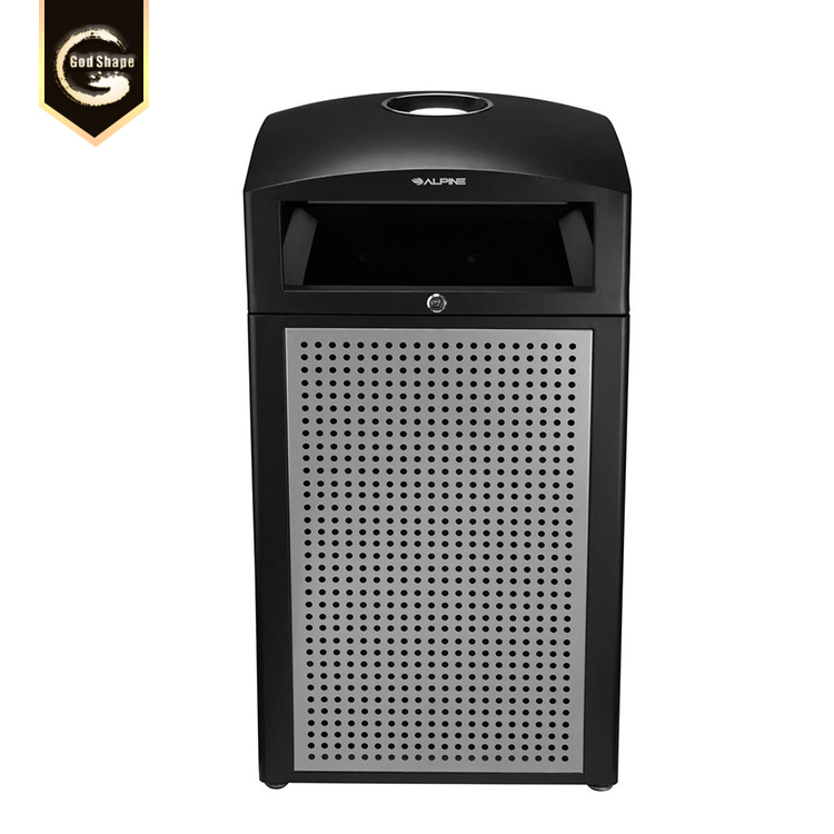 Outdoor large galvanized steel dustbin floor stand  metal garbage bin dustbin