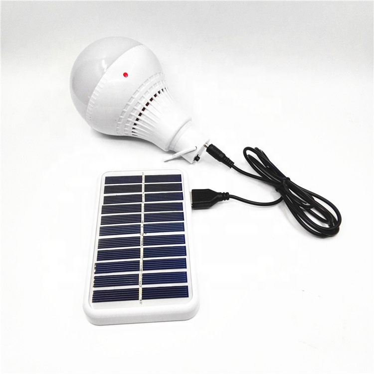 Portable solar light bulb lamp 300lm with 2w solar panel