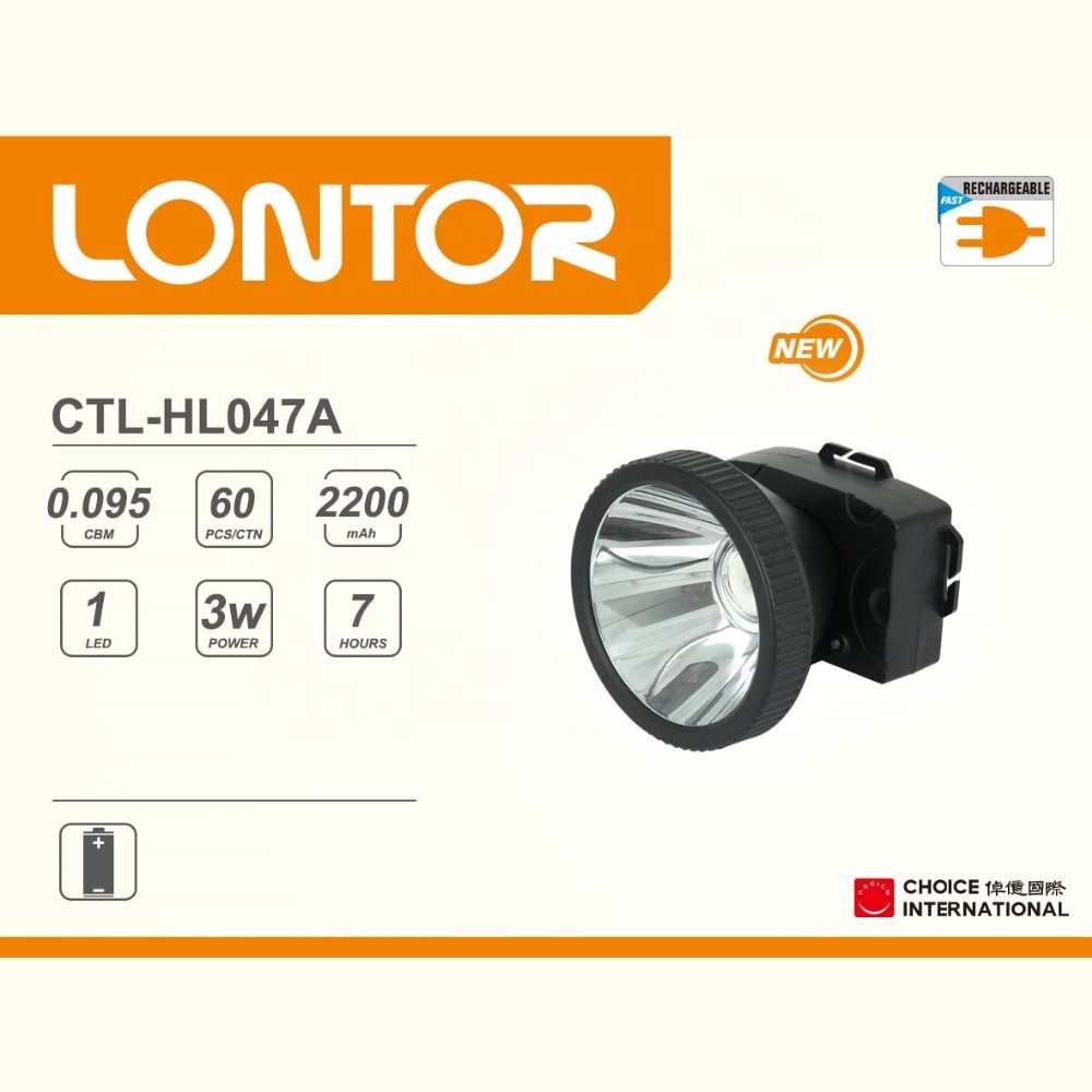 LONTOR rechargeable battery LED head light                        CTL-HL047A