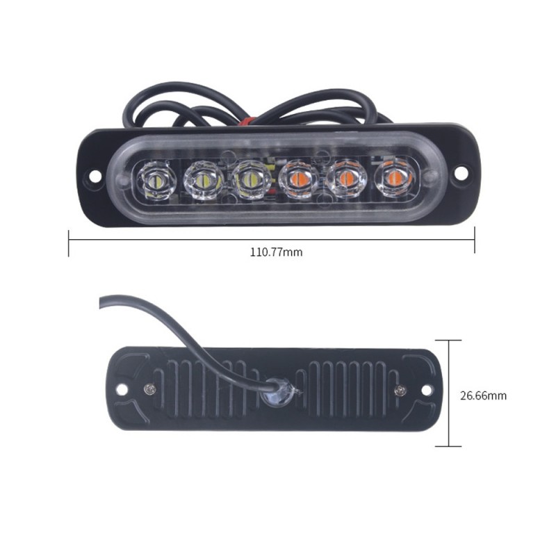 Amber 6 LED Car Truck Emergency Beacon Warning Hazard Flash Strobe Light Bar Car Styling 2018 XR657