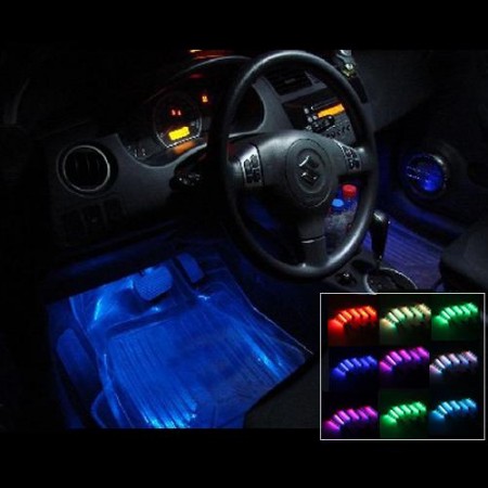 6 Car 7 Color LED Interior Foot Well Neon Lights Tube