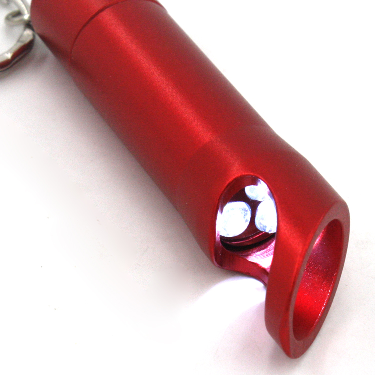 Ningbo promotional Metal Mini Bottle Opener 3LED Torch Keychain Flashlight