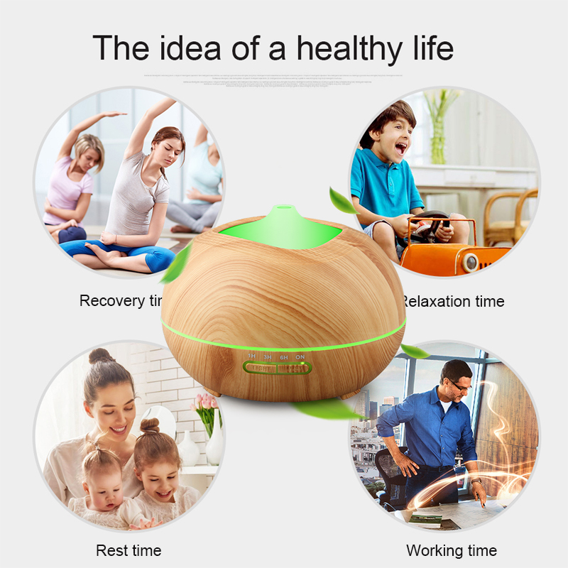 Hidly Ultrasonic Wood Grain Aroma Essential Oil Air Humidifier Diffuser for Led Lamp