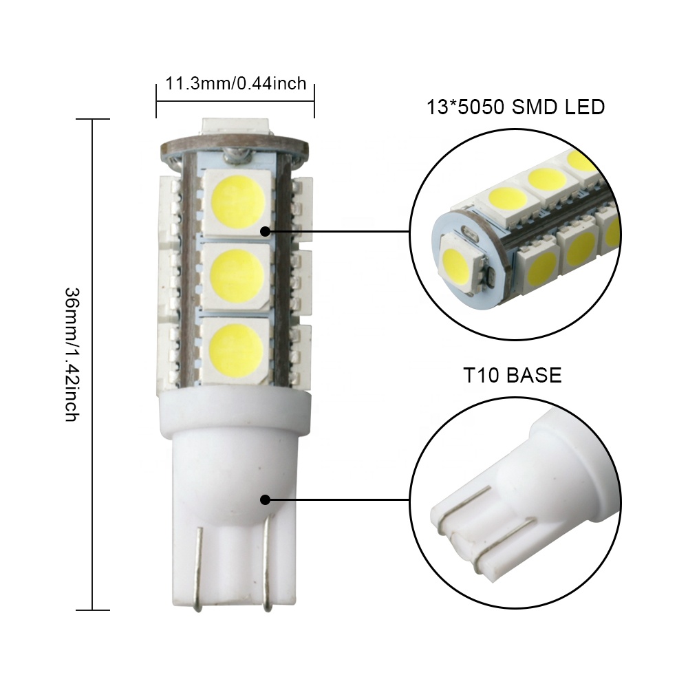 Hot Selling Lamp T10 13Smd 5050 Led Light License Plate Bulbs