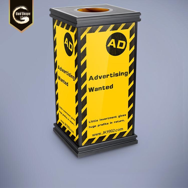 Metal outdoor dustbin advertising stainless steel  trash bin/trash can