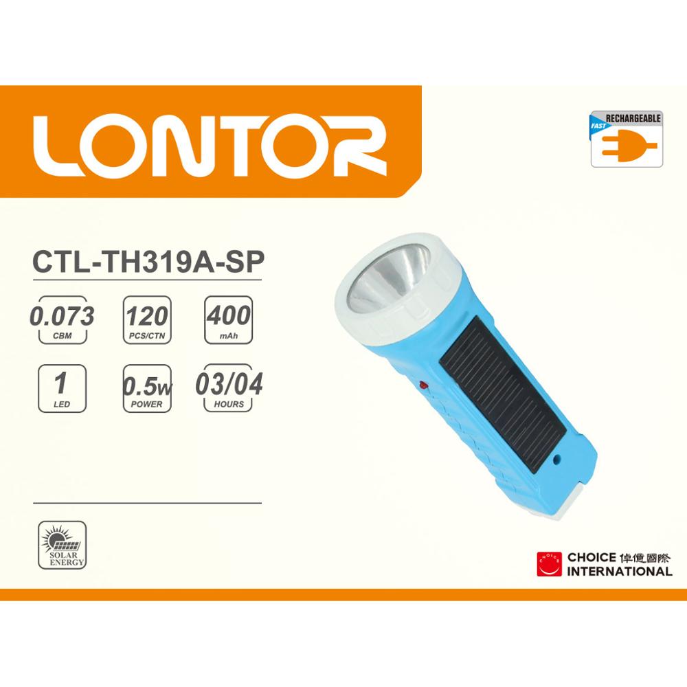 2019 LONTOR hot-selling solar panel rechargeable mini torch flashlight    CTL-TH319A-SP