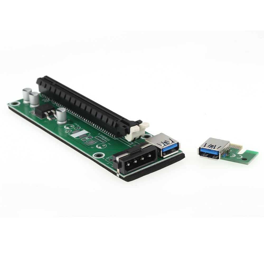 Stock Available PCI-E 1X to 16X Riser Card USB 3.0 Extender with SATA 4 Pin IDE Molex Power Cable for Bitcoin Litecoin Miner