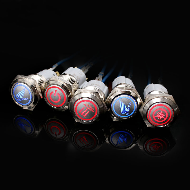 16mm  Customized Waterproof Car Styling LED Metal Car Switch Metal Pushb Button Switch Custom-made