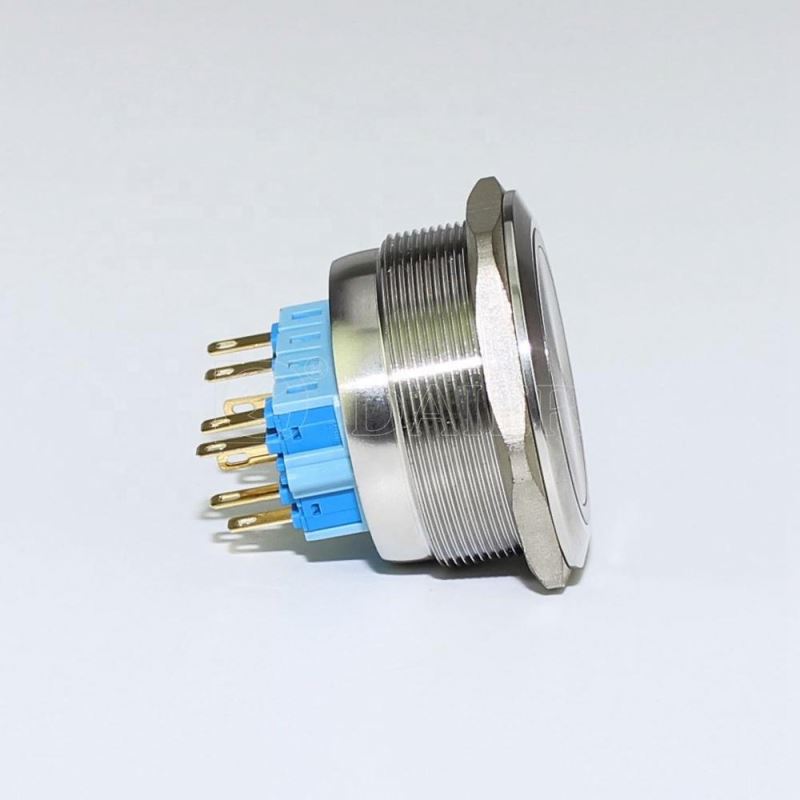 IP67 Big Flat Round 2NO 2NC 10 Pin Push Button For Game Machine