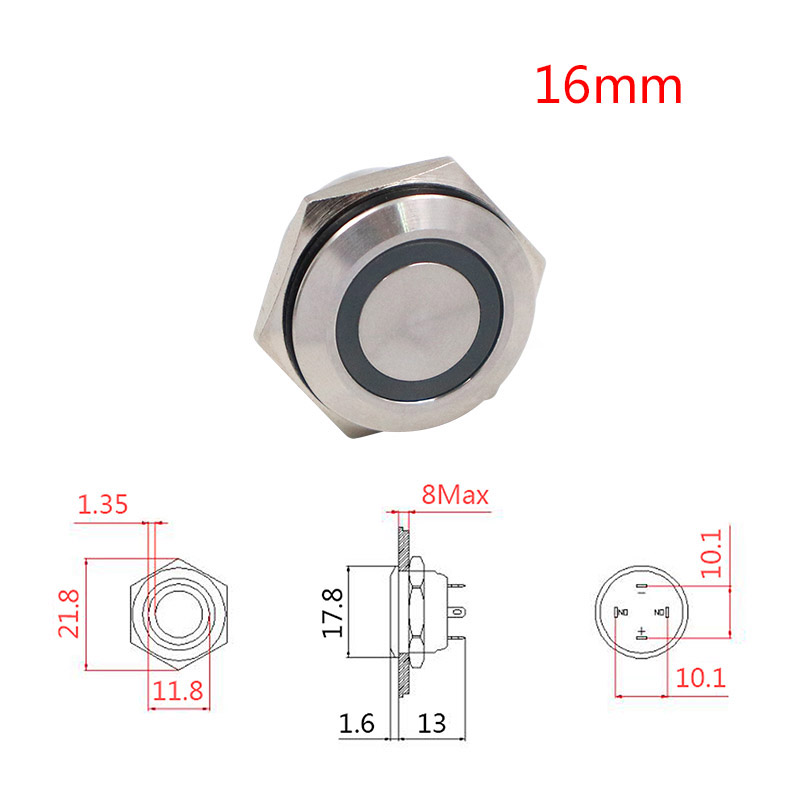 12mm16mm19mm 22mm 25mm 30mm short touch metal push button, momentary tact switch with led