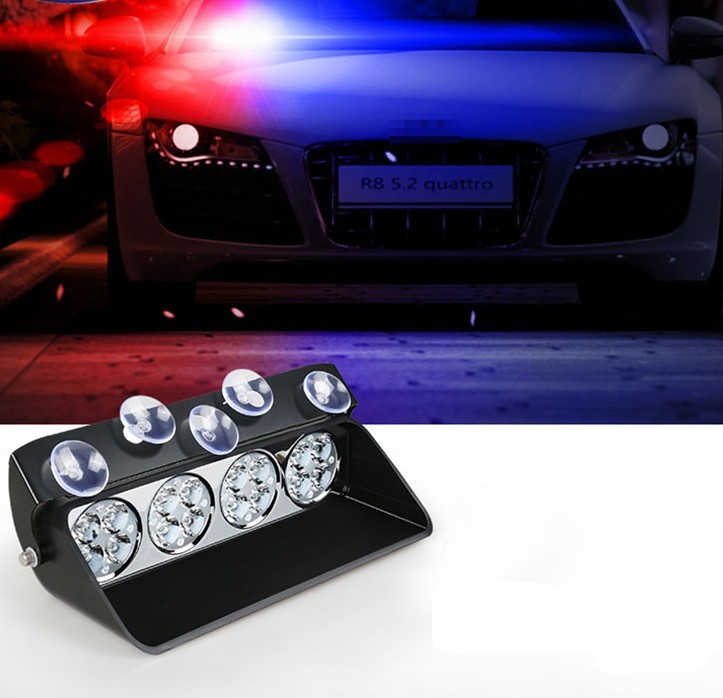 16 LED Car Truck Windshield Emergency Warning Flash Strobe Light 12V Red Dashboard Flashing Lamp 16W