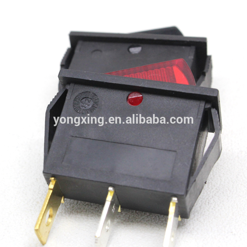 hot selling 16a 250v kcd1 3 pin 12v led rocker switch 1e4 t125