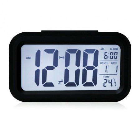 5.3 Smart, Simple and Silent LED Alarm Clock w/ Date Display, Repeating Snooze and Sensor Light + Night Light (Black, White nig