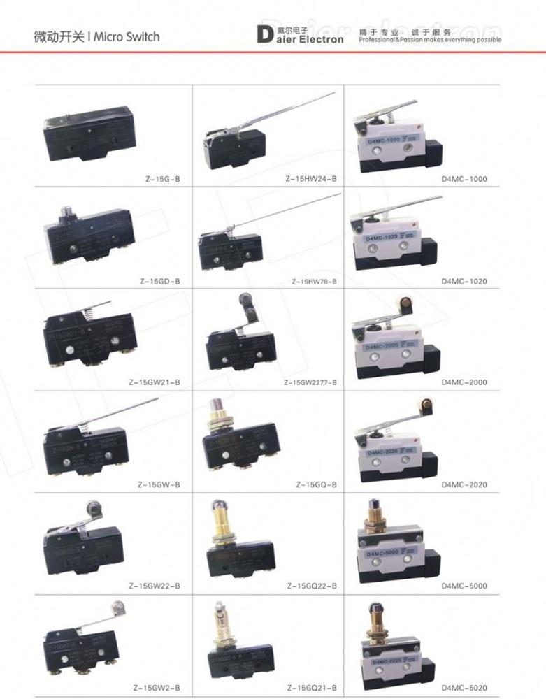 Z-15GW22-B 15A Single Pole 3 Pin Roller Limit Switch Lever Type