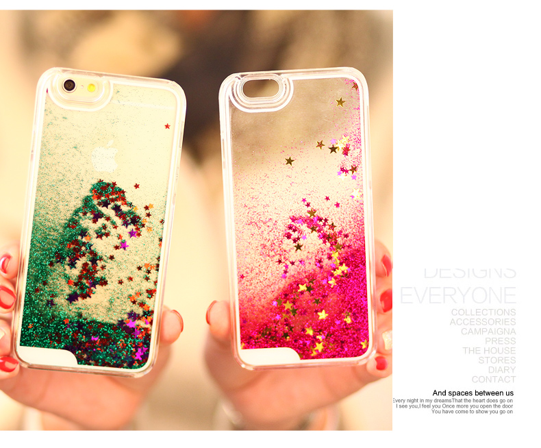 Creative Bling Star Liquid Quicksand Phone Case For iphone 6s PC Material Mobile Covers