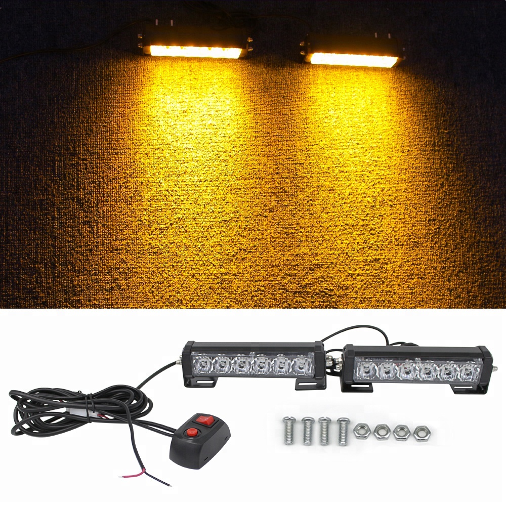 2 X 6 LED 9 Modes 2pcs  12v Strobe car Warning Light Truck Motorcycle LED Bar Daytime Running Lights Red Blue White led Polic