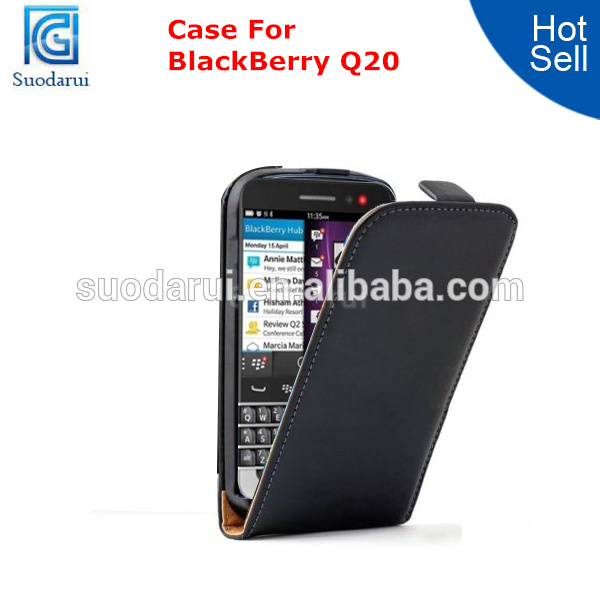 High Quality Leather Flip Case for BlackBerry Q20 Phone Case