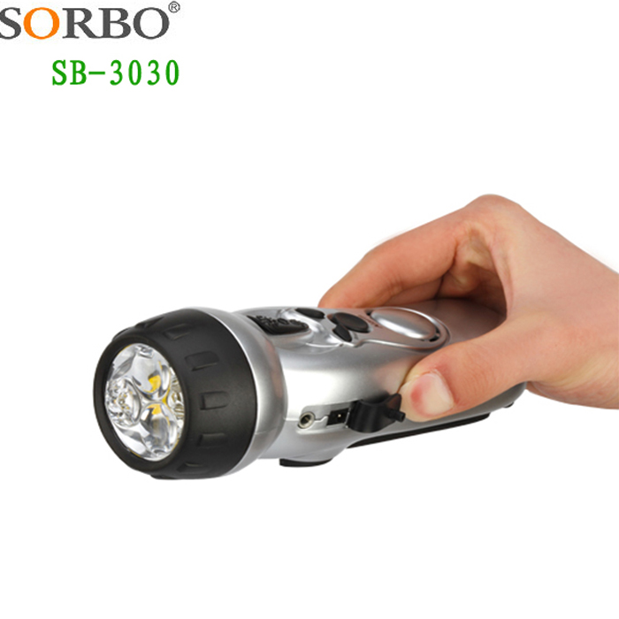 High Quality Radio Flashlight with SoS siren & Phone Charger,