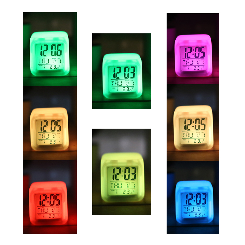 Goldmore Hot Selling Night Light 7 color Wake Up Light with Clock for Bedroom