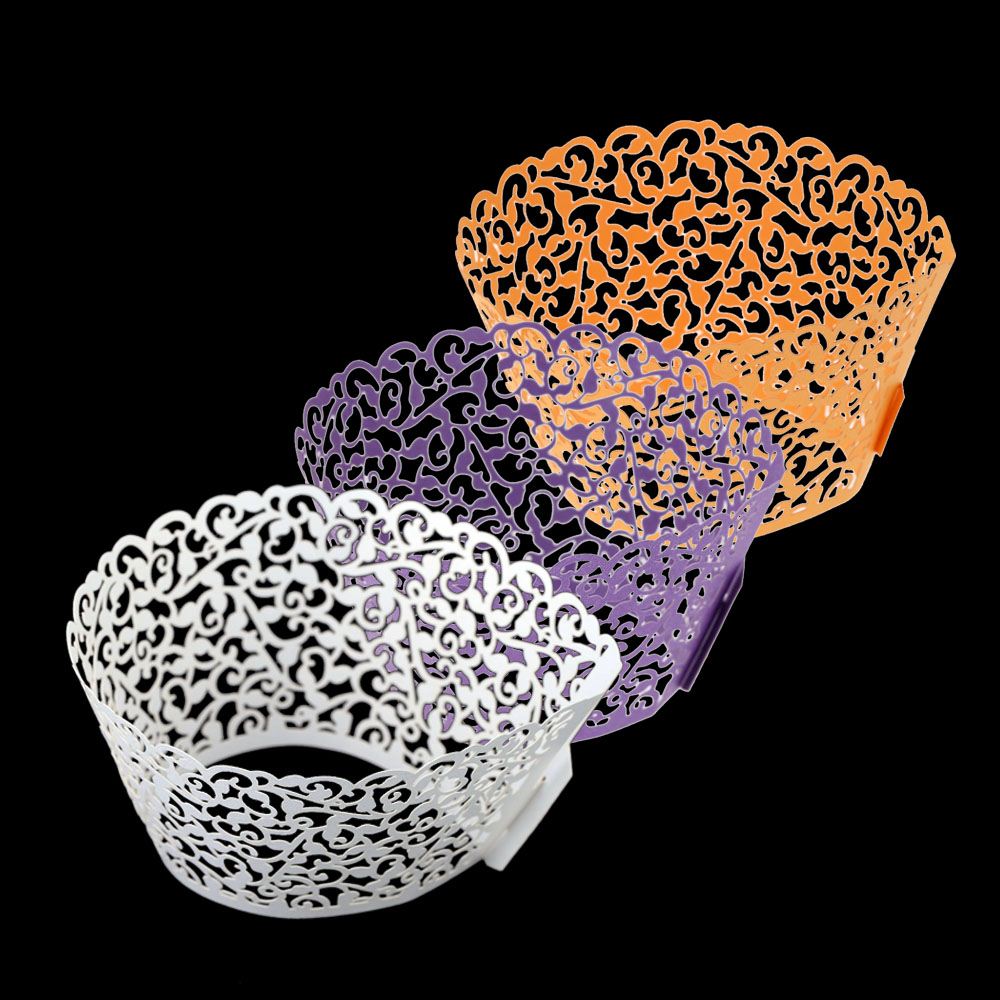 50 PCS Laser Cut Nice Cup Cake Topper for New Year Christmas Party Flower Vine Muffin Cupcake Wrappers for Wedding Decoration