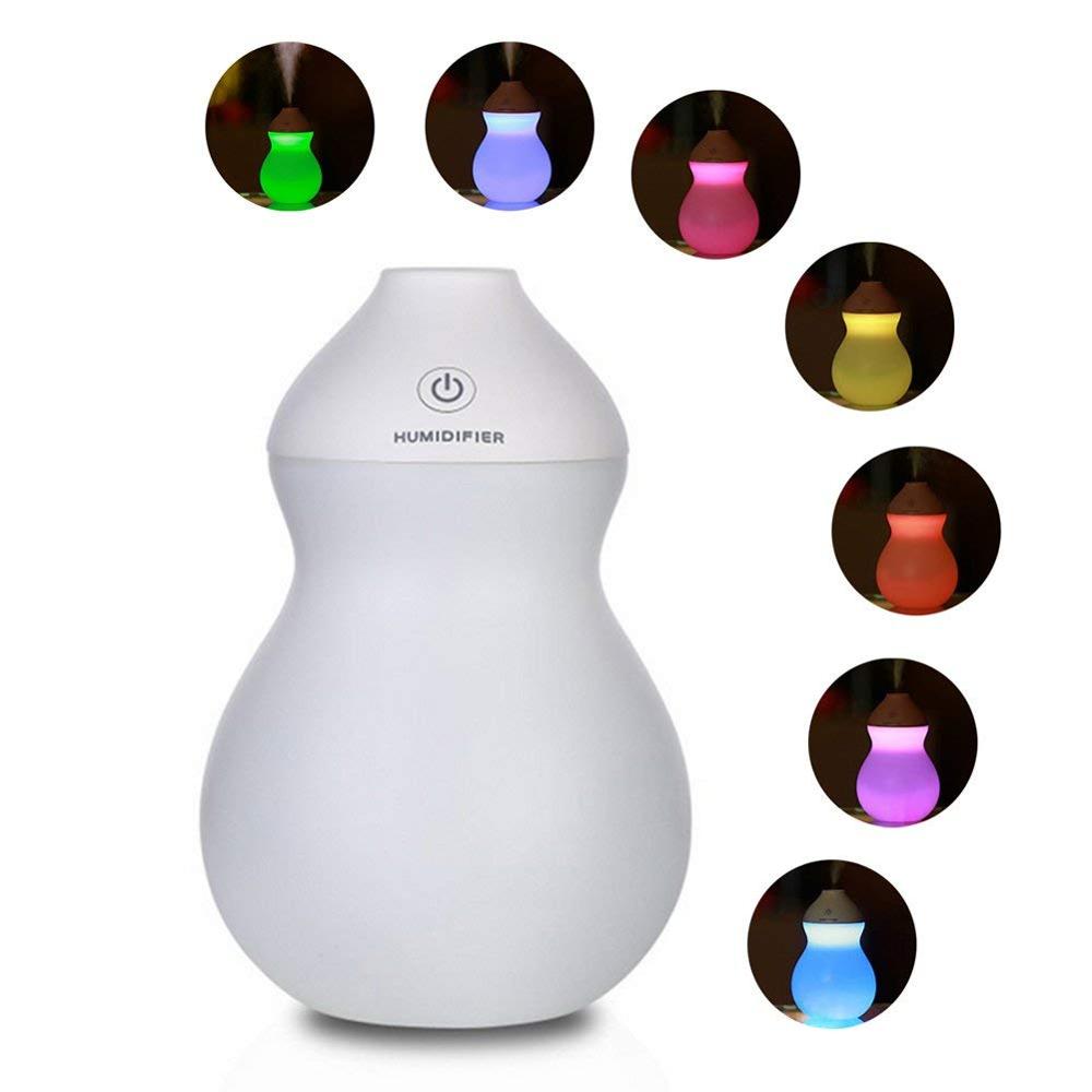 Creative 400ml Lovely Gourd Humidifier USB/ Battery Powered Colorful Night Light Humidifier for Home/Car/Office