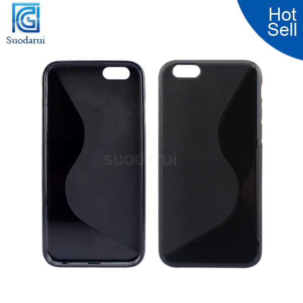 Mix color factory price S-line TPU Wave Curve Gel Cover Case for iPhone 6