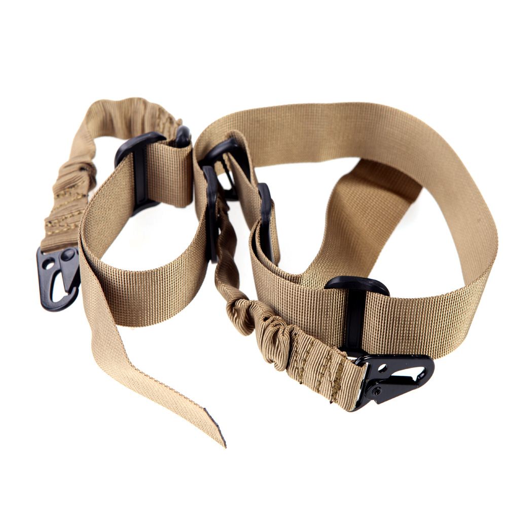 High Quality 2 Dual-Point Mission Bungee Hunting Belt Elastic Tactical Military Sling Strap for Gun Army Green/Camel/Black