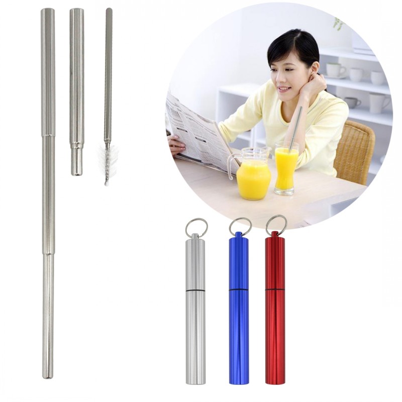 different color stainless steel reusable straw telescopic straw eco friendly FDA ceritifed