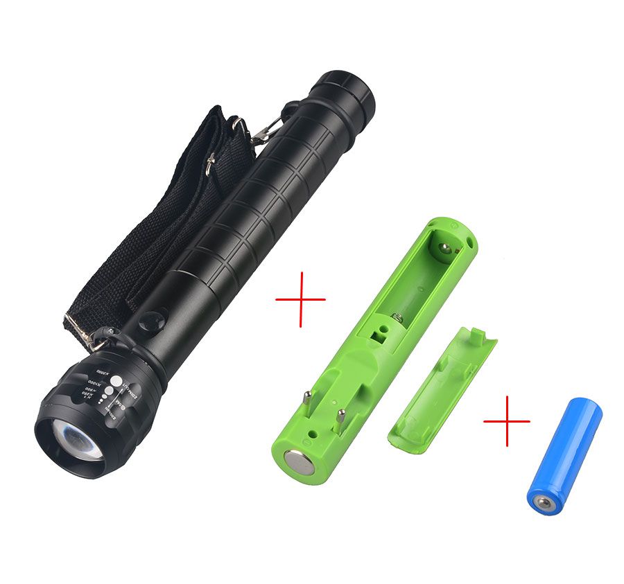 Tactical High Lumen Zoomable Blacklight LED Flashlight Upgrade LED 3-CELL D Battery Flashlight for Outdoors