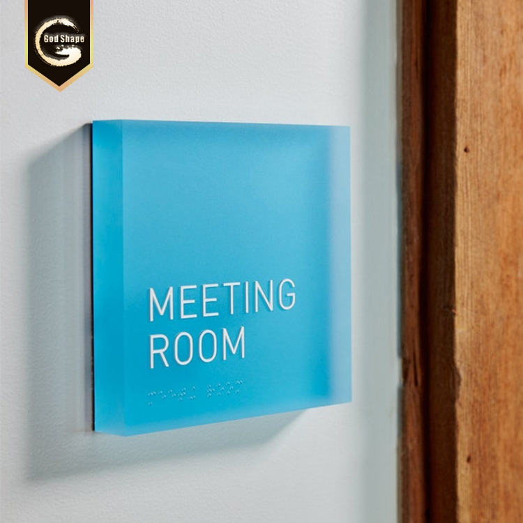 Custom hanging Frosted Tempered Glass interior non-illuminated signage  office guid system wayfinding and directional sign