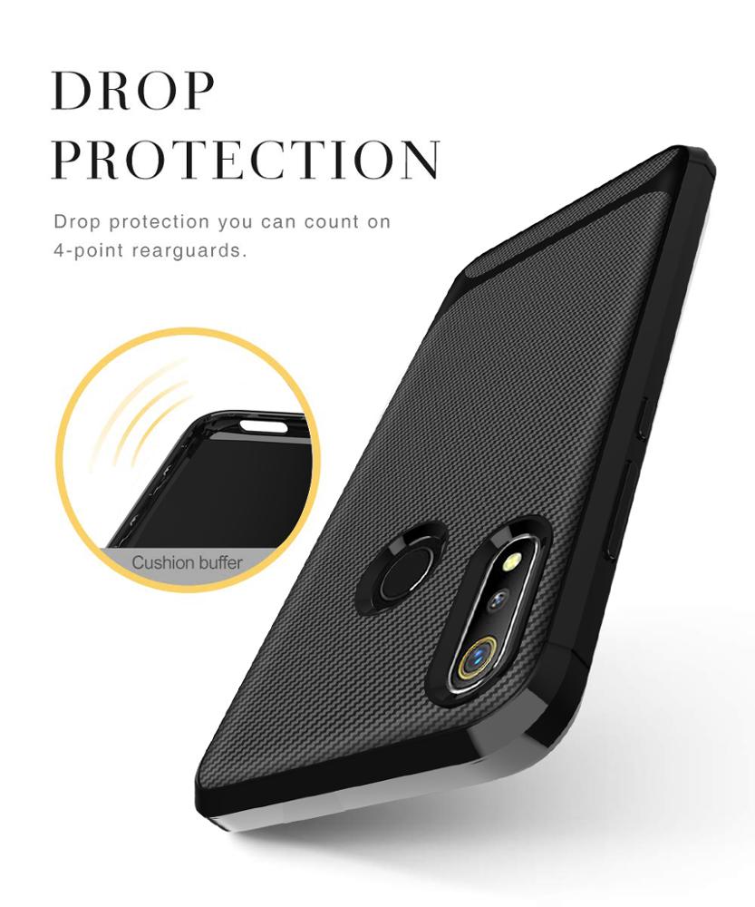Carbon Fiber Silicon Back Cover For OPPO Realme 3 Phone Case