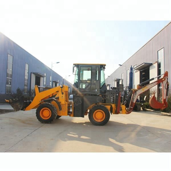 Small construction handling tractor front end loader