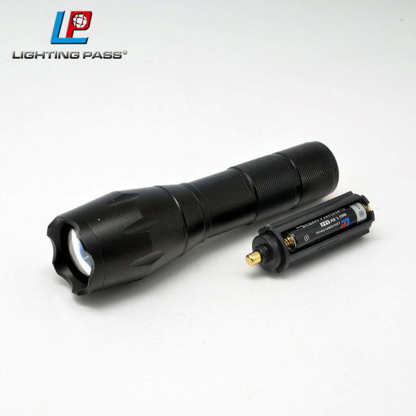 black flashlight, 137g projection torch light, T6 Bulb projection torch light with logo